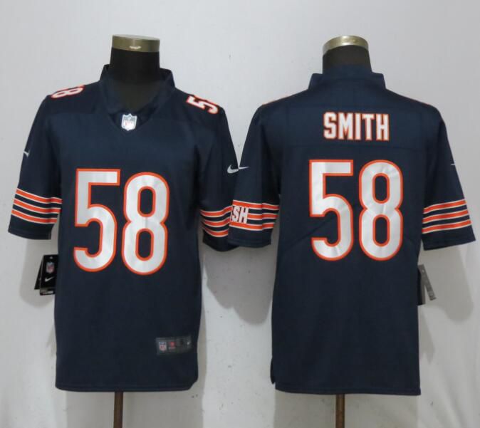 Men Chicago Bears #58 Smith Navy Blue Vapor Untouchable Player Nike Limited NFL Jerseys->women nfl jersey->Women Jersey